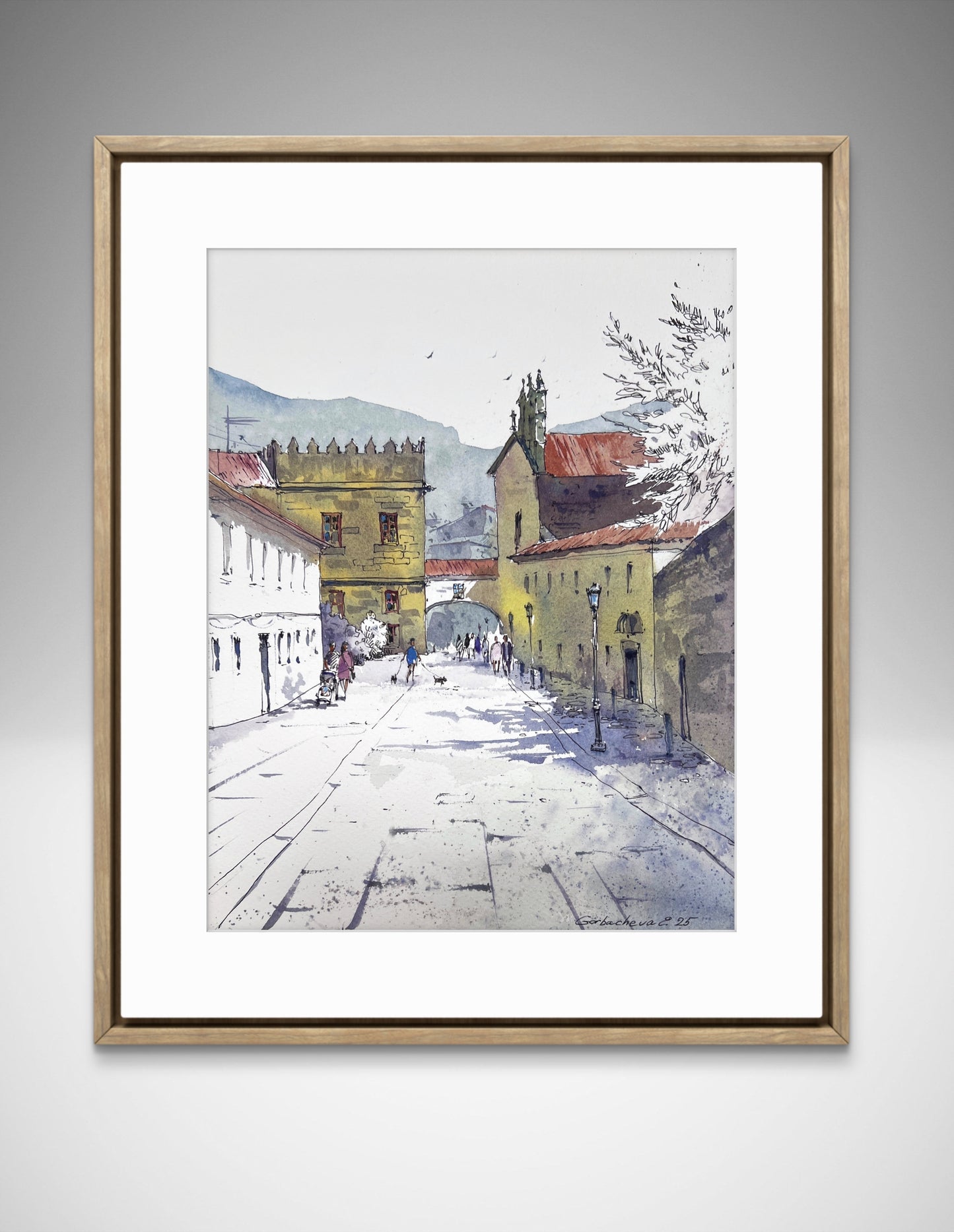 Galicia Spain Street Scene Original Watercolor |Streets of Galicia, Spain 9x12