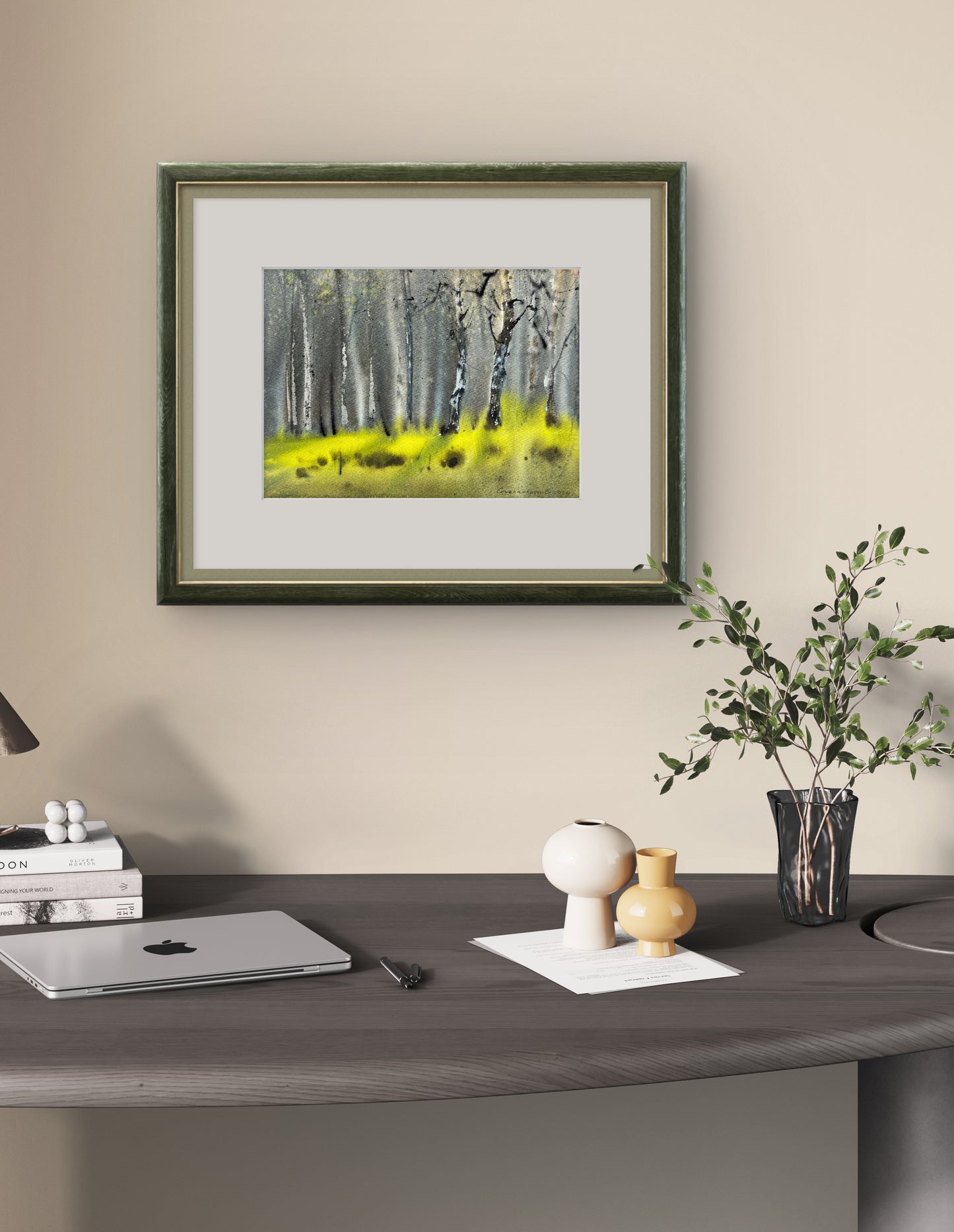 Nature Painting Original, Watercolor Birches, Forest Wall Art - Birch Grove #5