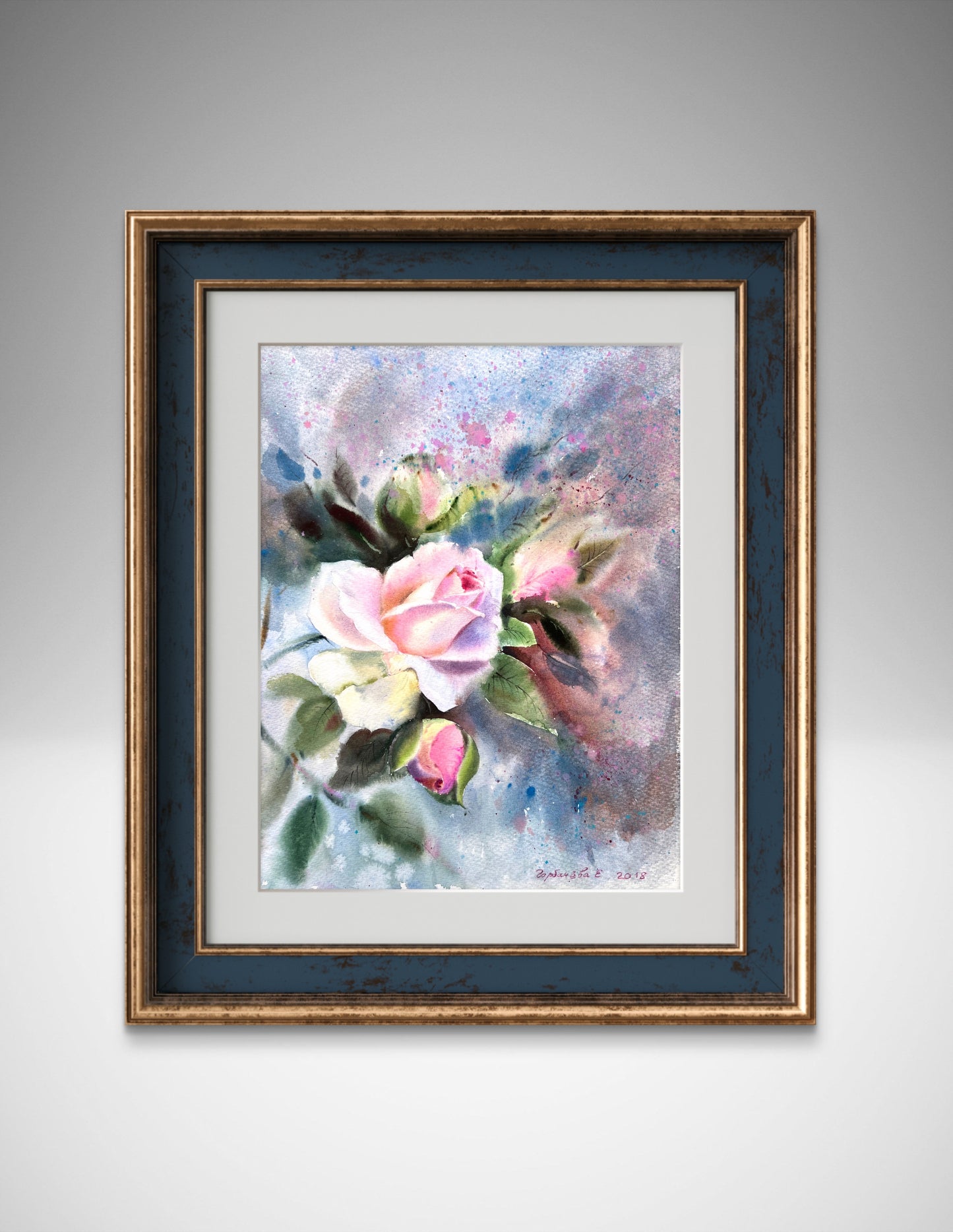 Pink Roses Painting, Original Watercolor Art, Rose Bush, Botanical Wall Decor, Flower Fine Art, Rose 12x16