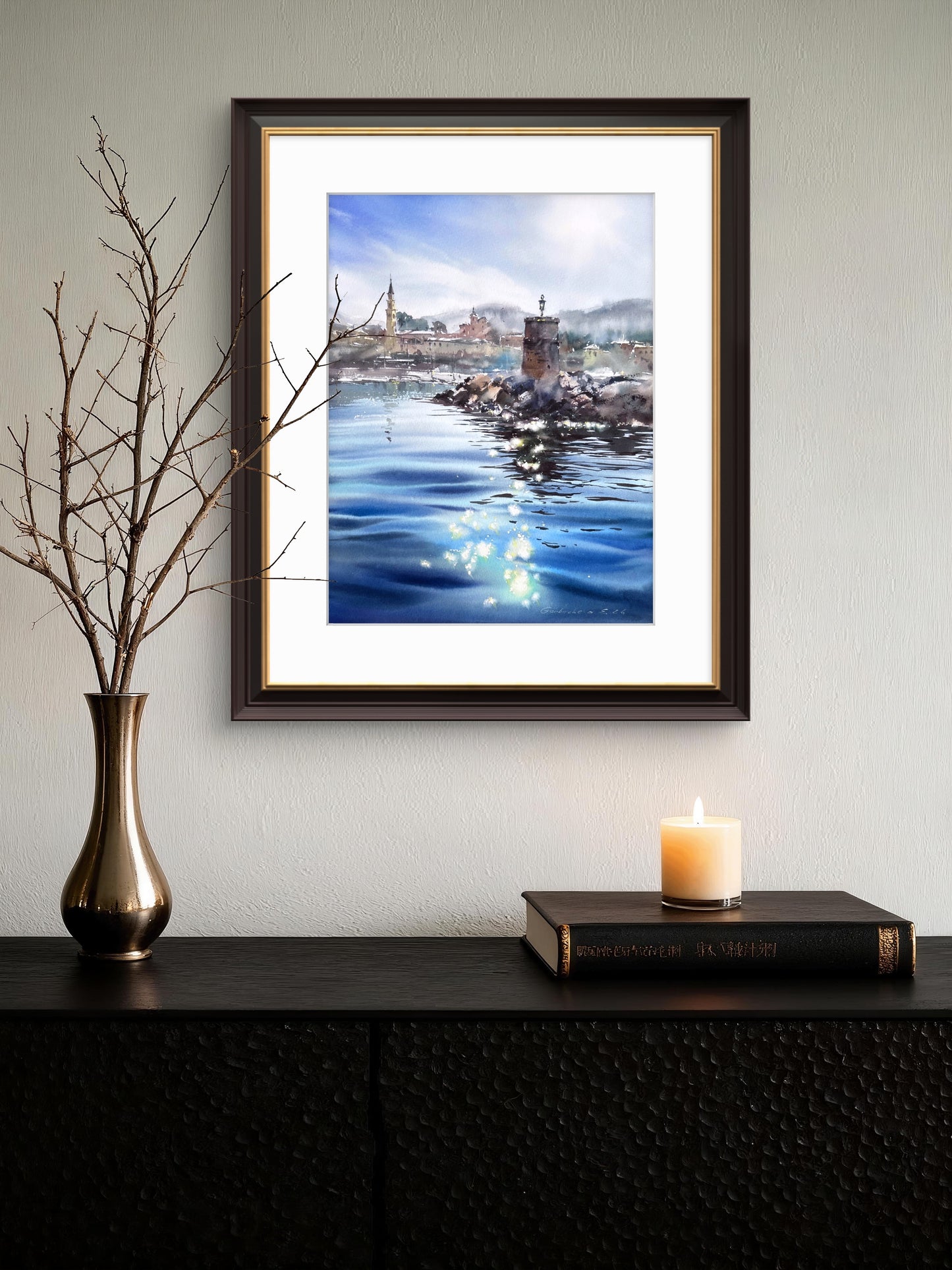 Original Recco Italy Watercolor Painting | Italian Riviera Seascape |  Blue Liguria 12x16