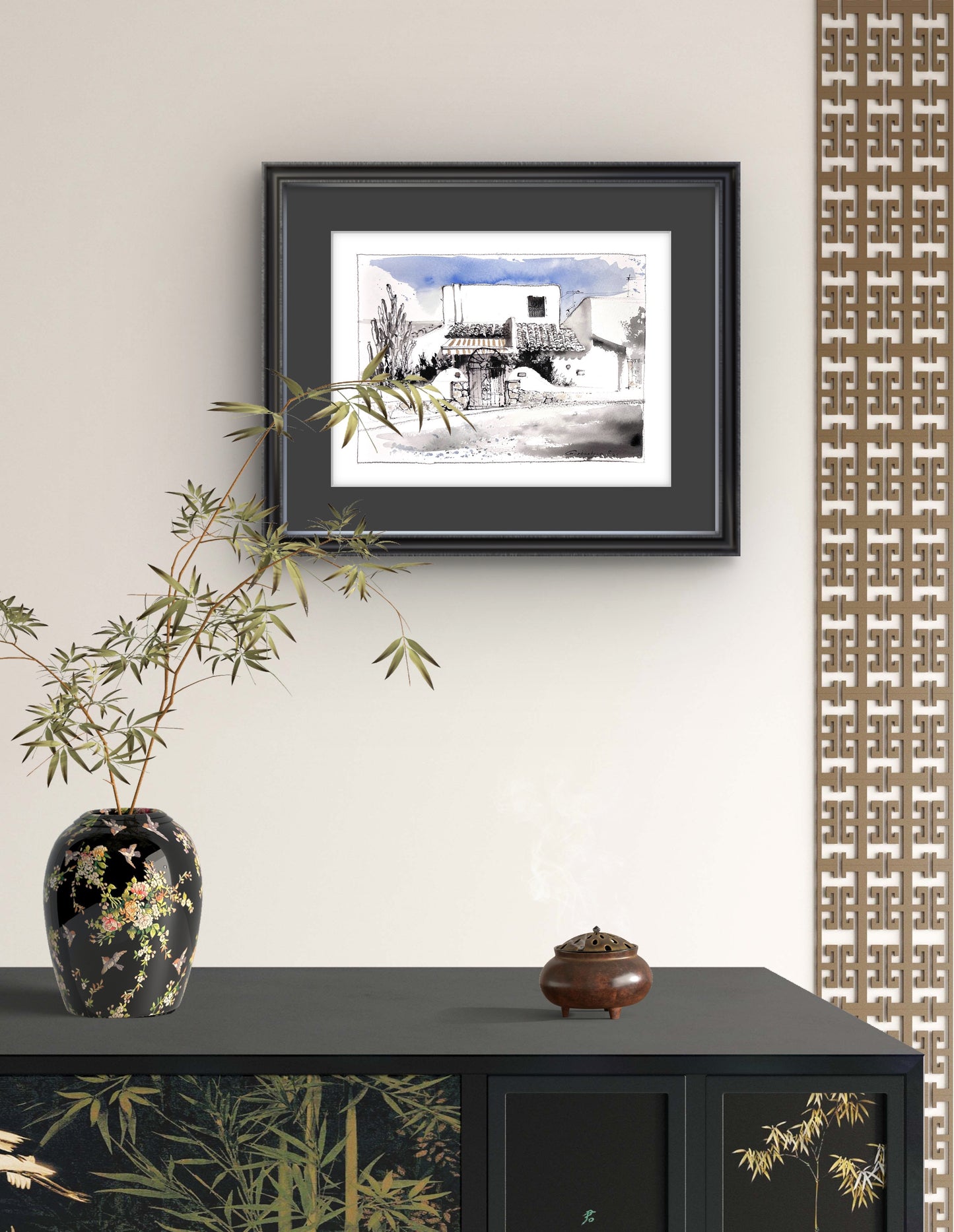 Original Spanish House Watercolor Painting | Spanish Noon 9x12 in