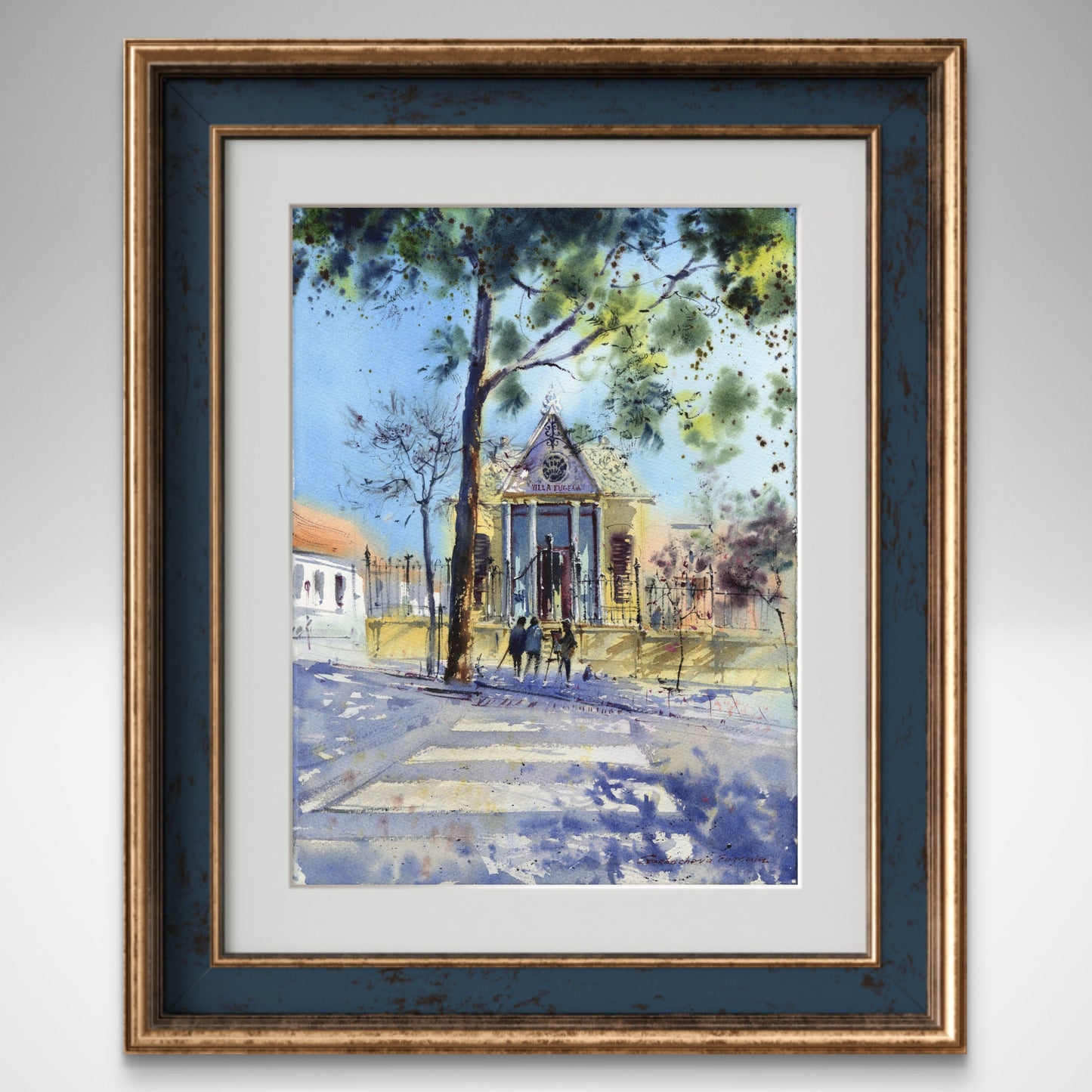 Valencia Spain Watercolor Painting, Original Cityscape Art, Villa Eugenia, Spain 11x15