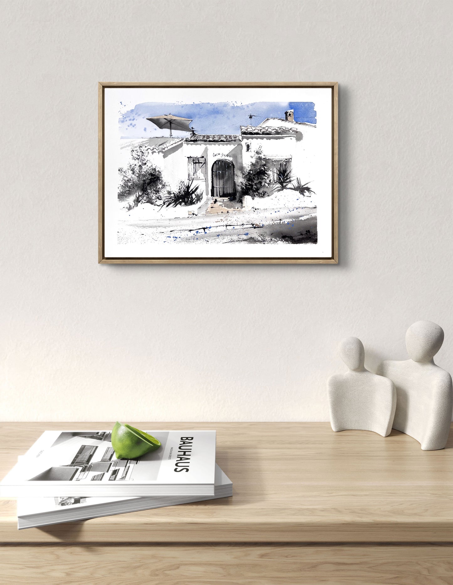 Original Spanish Villa Watercolor Art, "Sunlit Serenity",  9x12 in