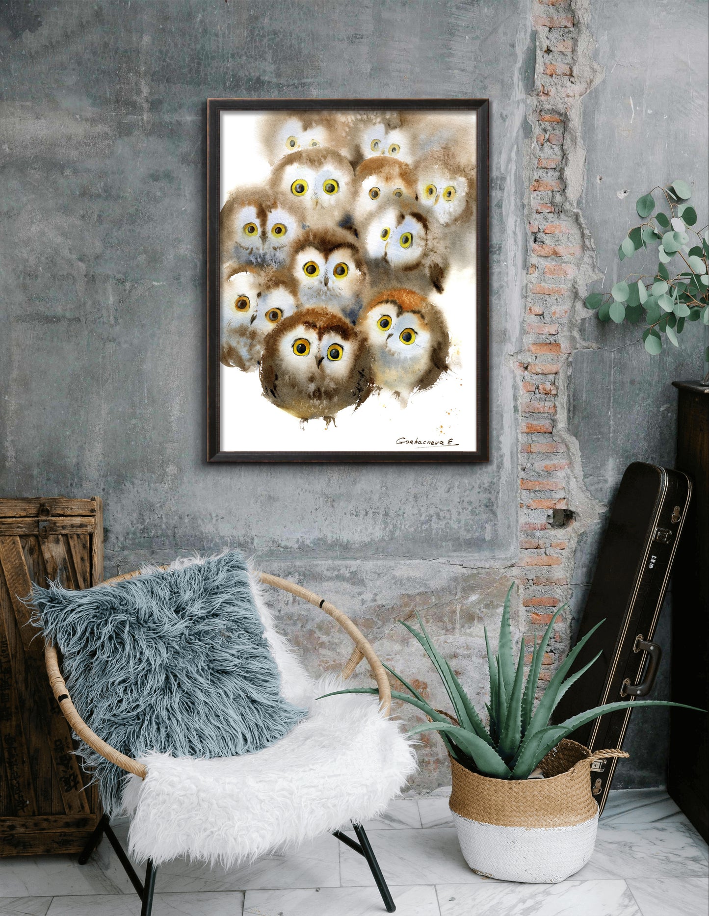 Adorable Owlet Giclee Print - Whimsical Watercolor Wall Art