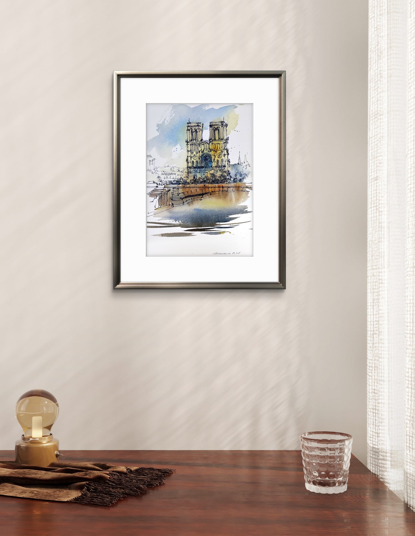 Small Original Watercolor Painting: Timeless Notre Dame de Paris