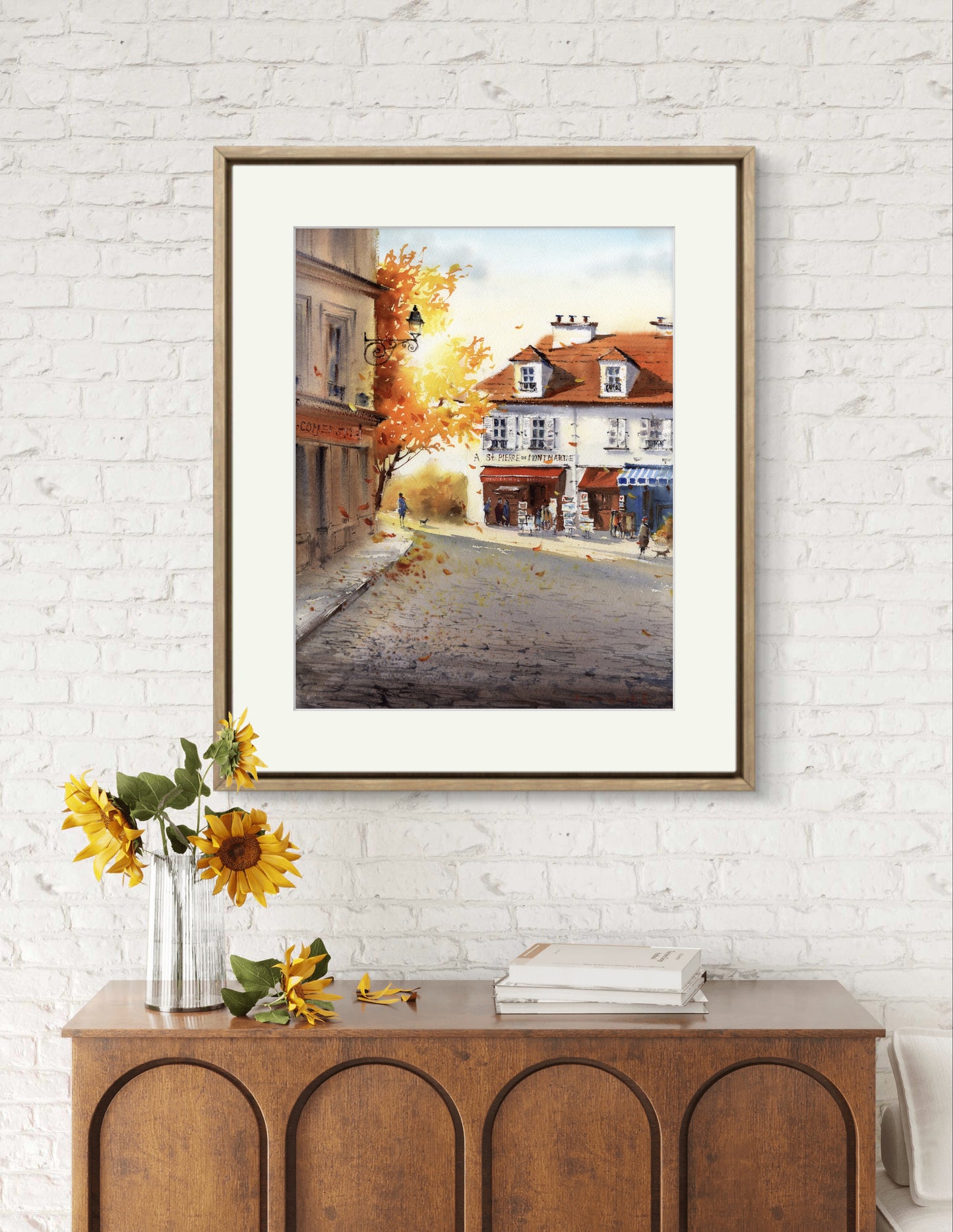 Charming Montmartre Art Print - European Autumn Scene, Wall Decor