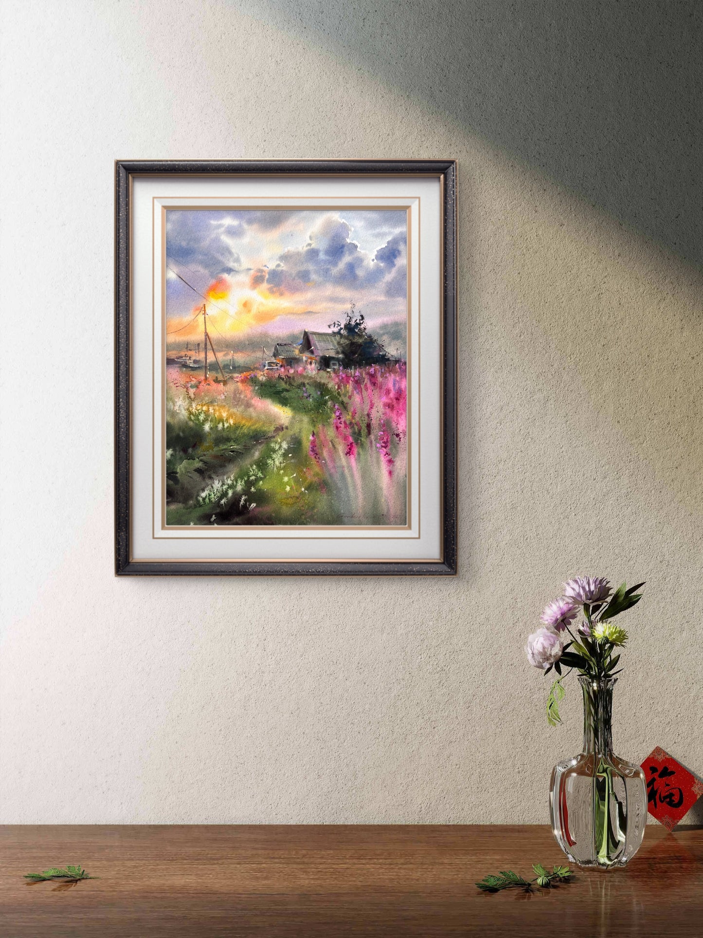 Original Murmansk Region Watercolor Painting | Arctic Wildflower Landscape |Where Fireweed Blooms 12x16