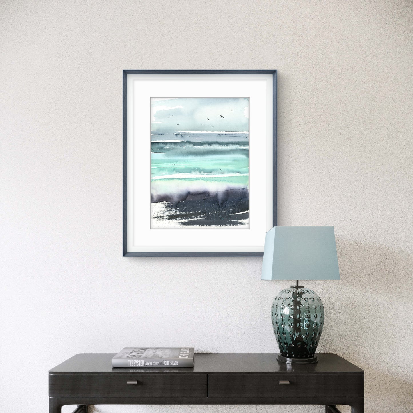 Painting Original Watercolor, Nordic Sea - Abstract seascape #5