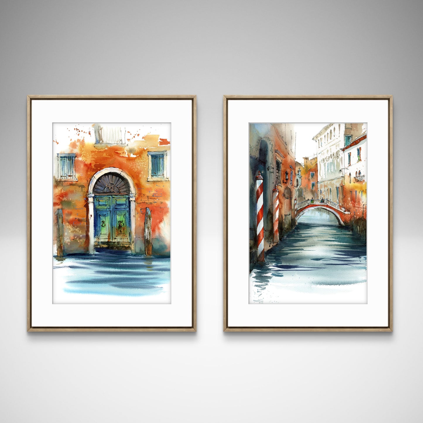 Venice Print Watercolor Art Piece, Detailed Venetian Canals and Architecture, Stylish Living Room Wall Décor