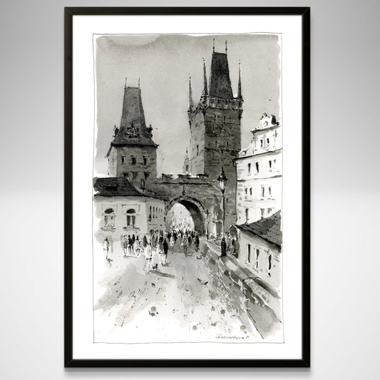 Charming Prague Art Print: Lesser Town Bridge Tower & Charles Bridge Scene