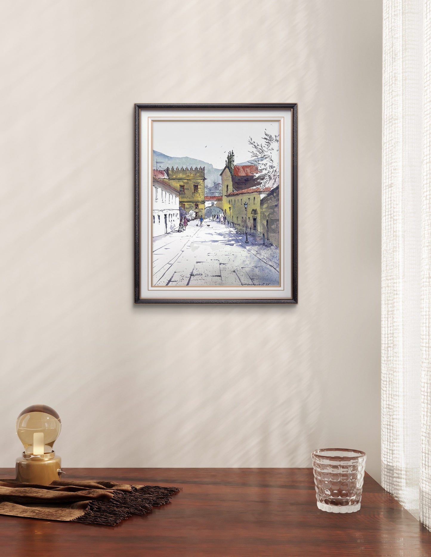 Galicia Spain Street Scene Original Watercolor |Streets of Galicia, Spain 9x12