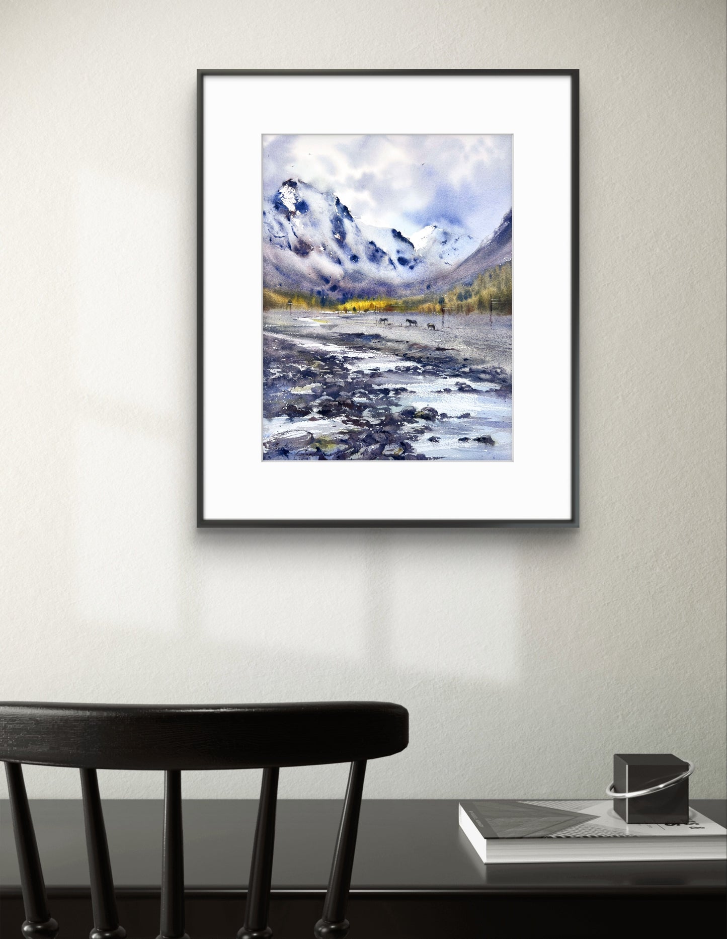 Original Watercolor Art, Snowy Mountain Landscape Painting,Where Rivers Begin 12x16