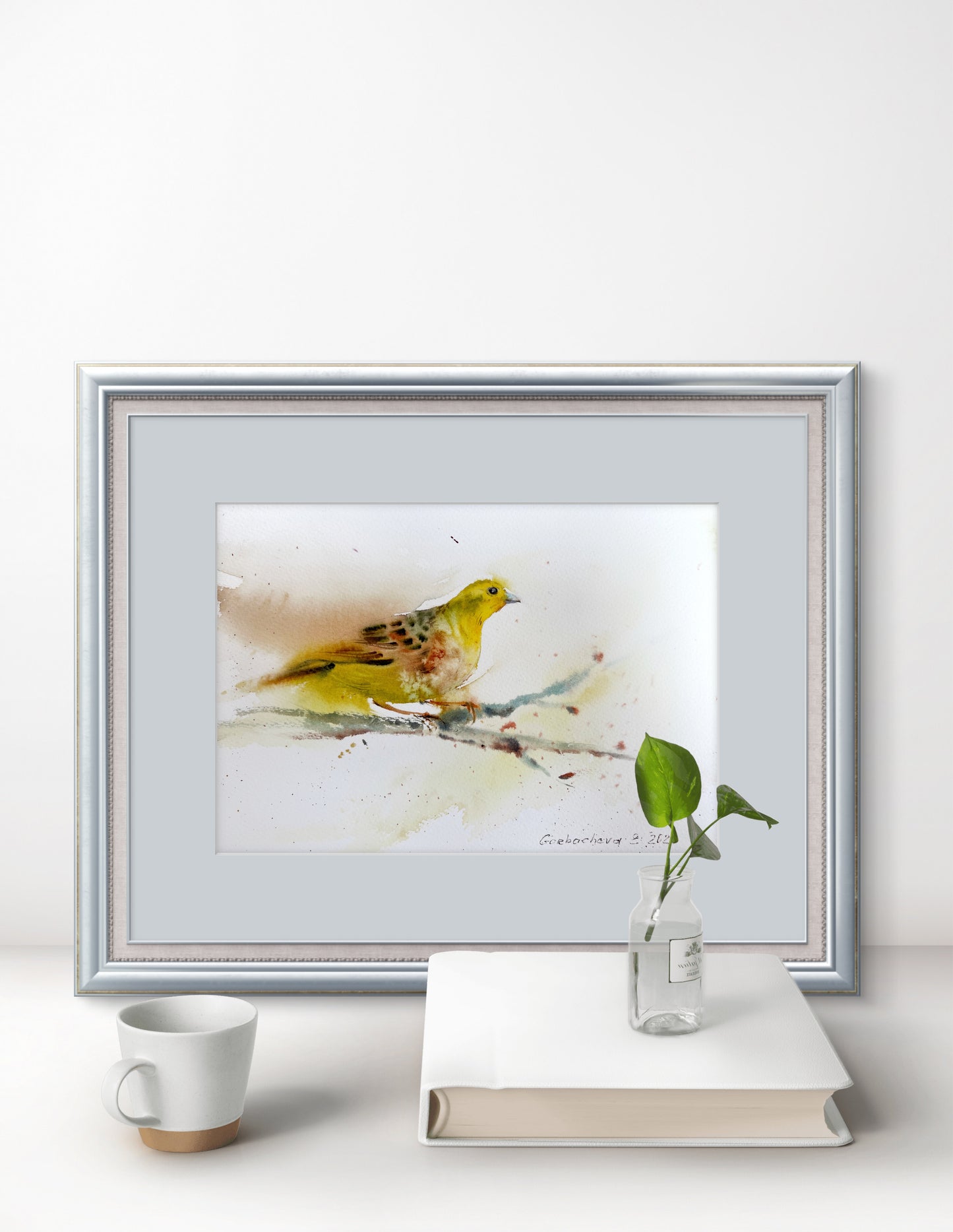 Yellow Bird Art, Original Watercolor Painting of a Tropical Bird, Perfect Art for Home Decor, Unique Home Decor Gift