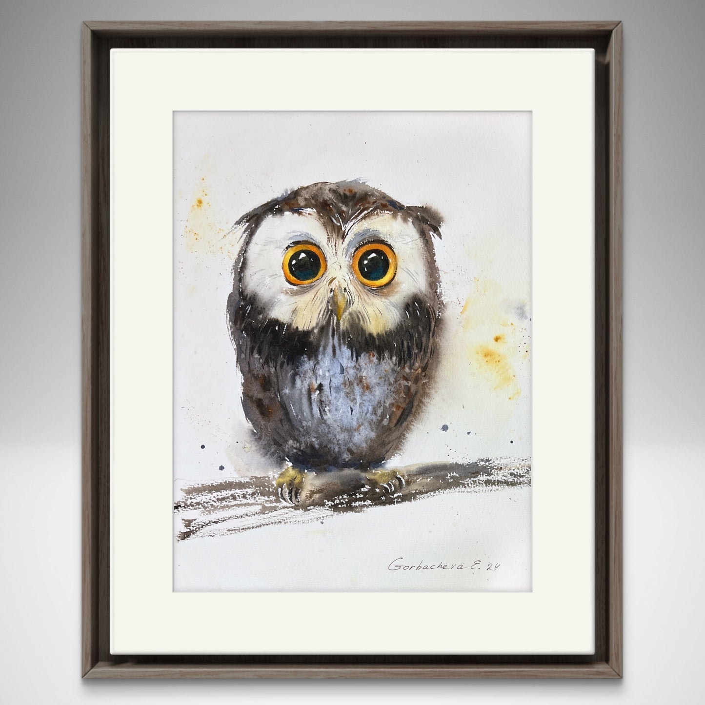 Adorable Owl Painting - Original Watercolor, Ideal Christmas Gift for Nature Lovers