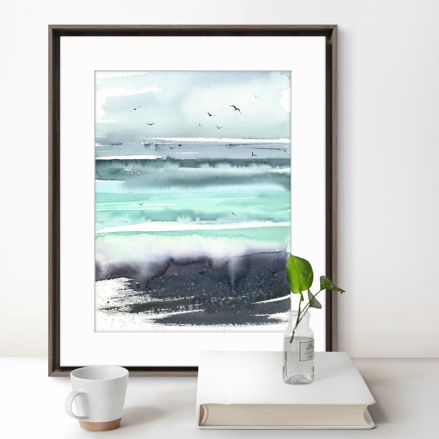 Painting Original Watercolor, Nordic Sea - Abstract seascape #5