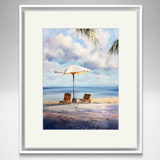 Dominican Republic Sea Coast Watercolor Painting - Beach Memories Vacation Art