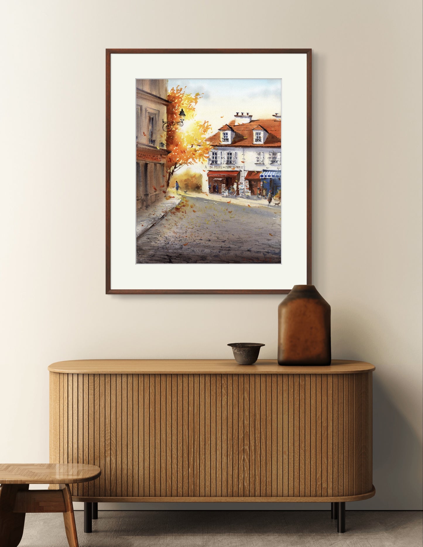 Charming Montmartre Art Print - European Autumn Scene, Wall Decor