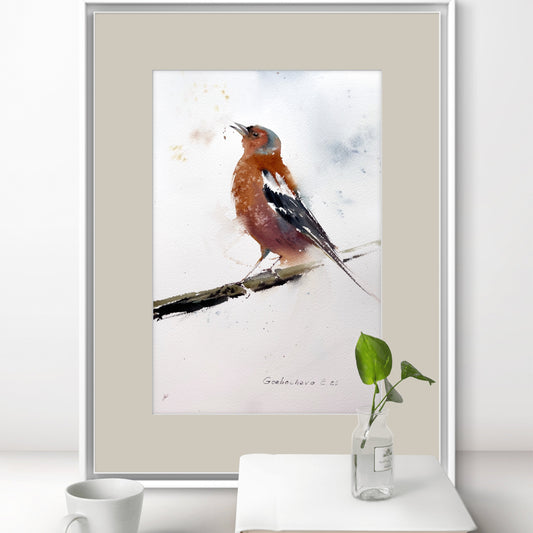 Watercolor Bird Painting, Jay Original Artwork, Bird Wall Decor, Nursery Art,  Jay
