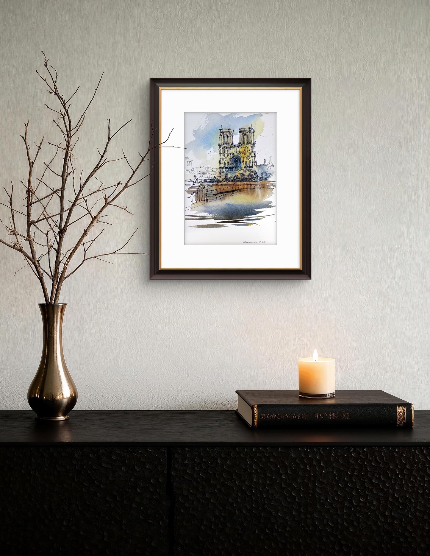 Small Original Watercolor Painting: Timeless Notre Dame de Paris