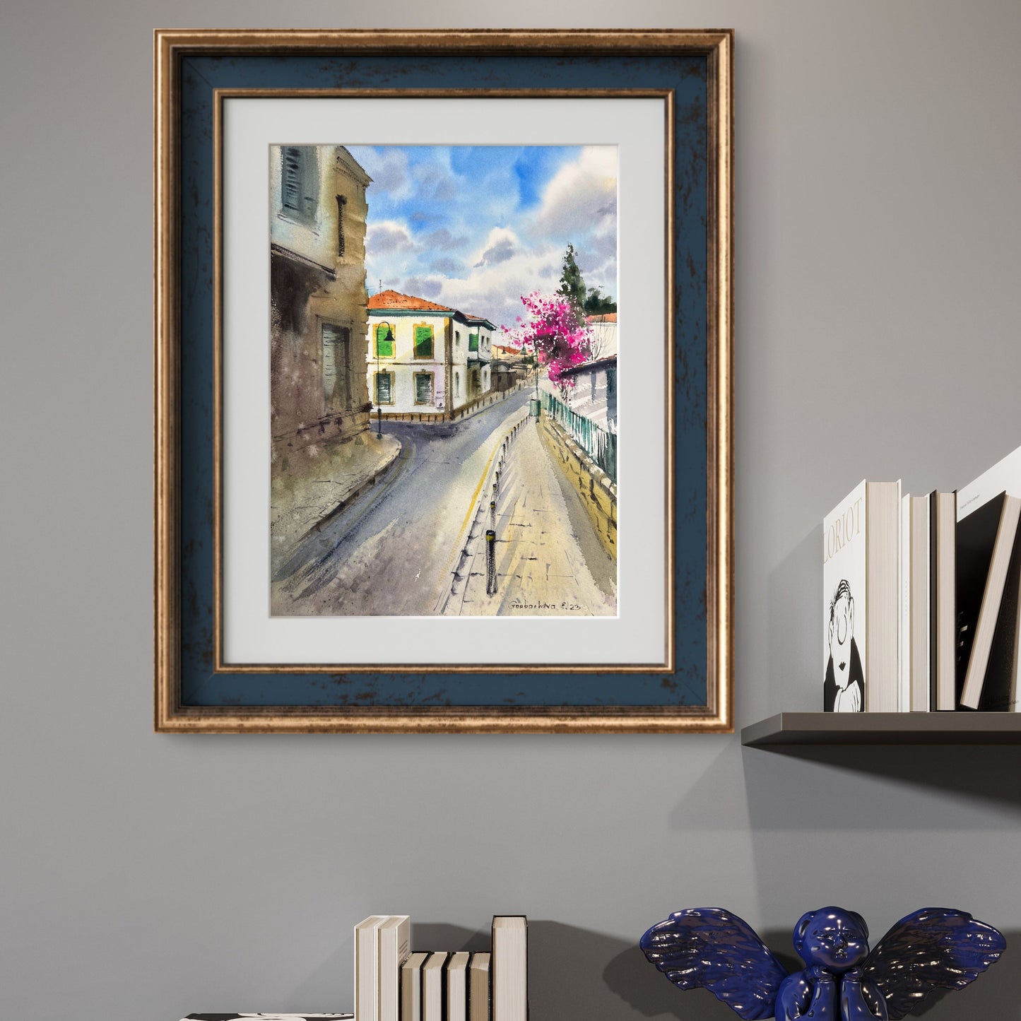 Nicosia Painting Original Watercolor , Cyprus City Artwork, Street Scene, Mediterranean Wall Art, Travel Gift for Her