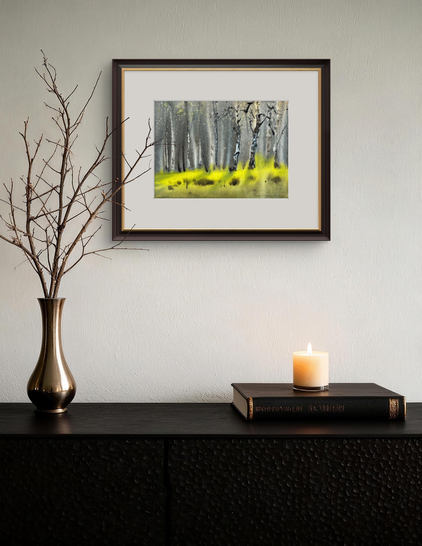 Nature Painting Original, Watercolor Birches, Forest Wall Art - Birch Grove #5