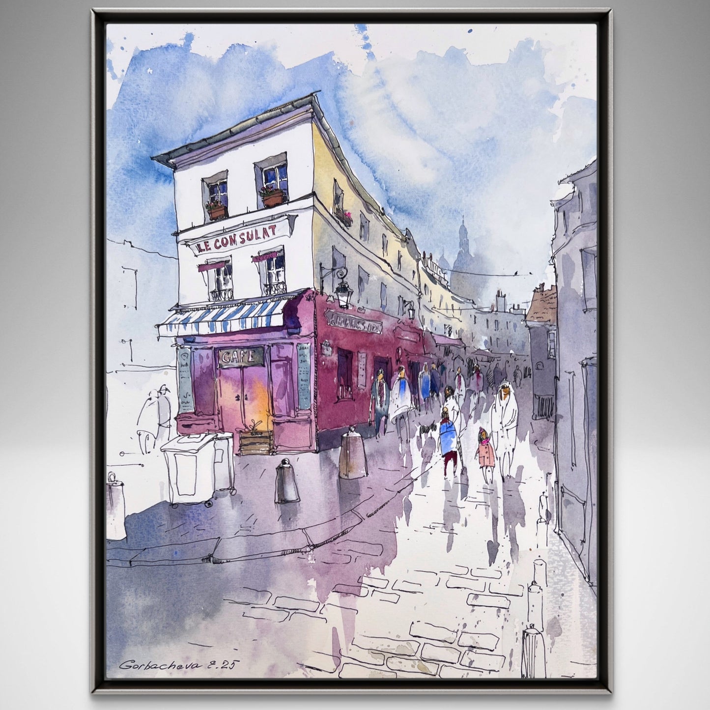 Paris painting original watercolor "The Heart of Montmartre" 9х12