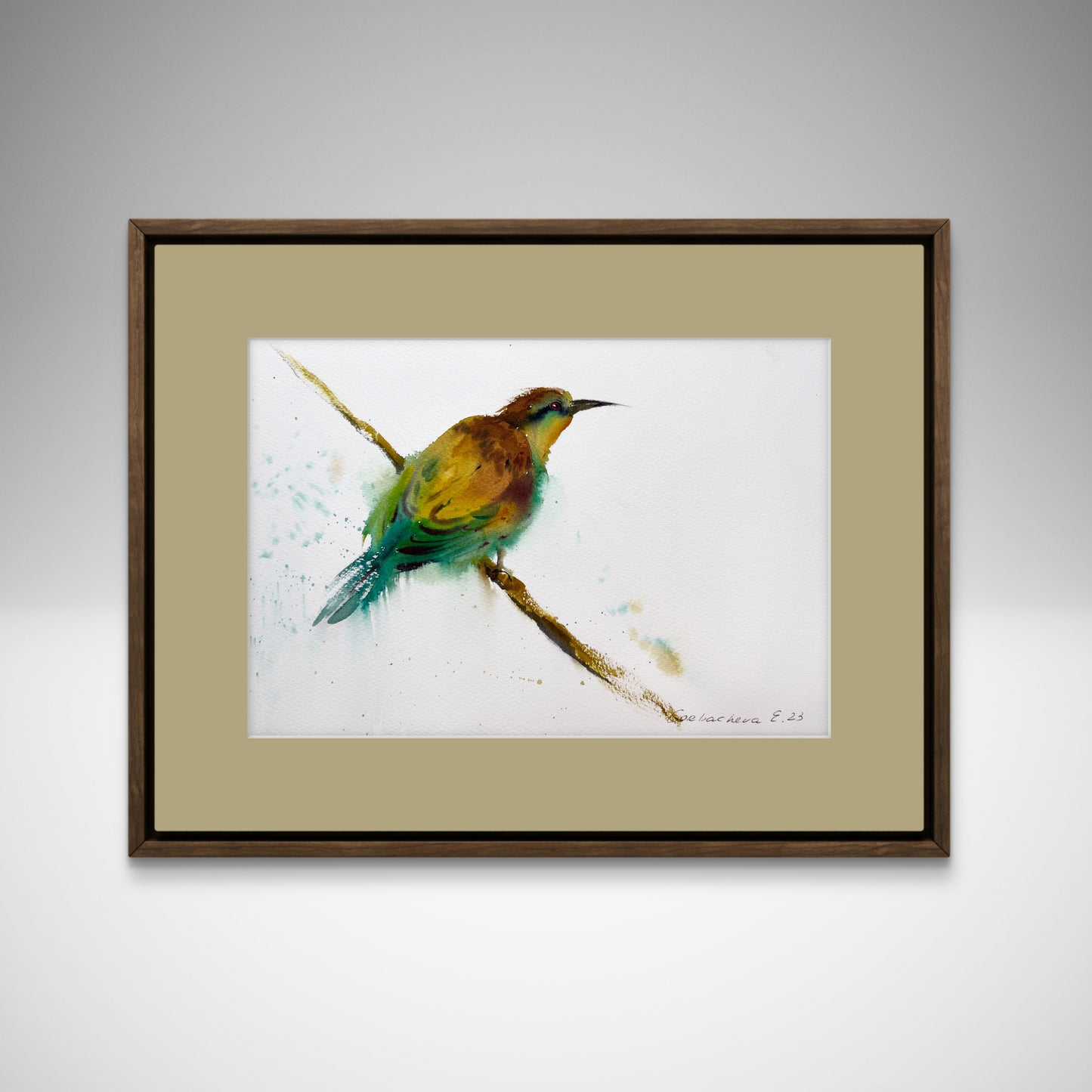 Watercolor Bird Artwork, Little Yellow Bird, Original Watercolor in Minimalist Style, Perfect Art Gift for Home Decor