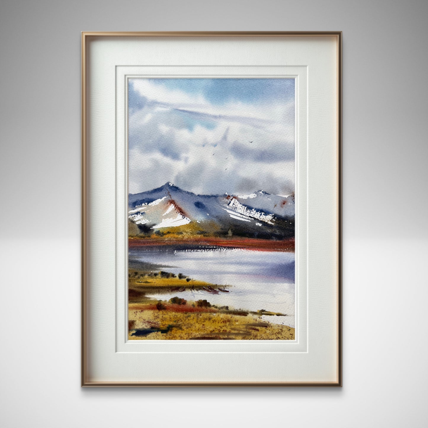 Fall Mountain Watercolor Original - 'Mountain River #40' Nature Painting, Ideal Wall Art for Nature Enthusiasts, Unique Birthday Gift