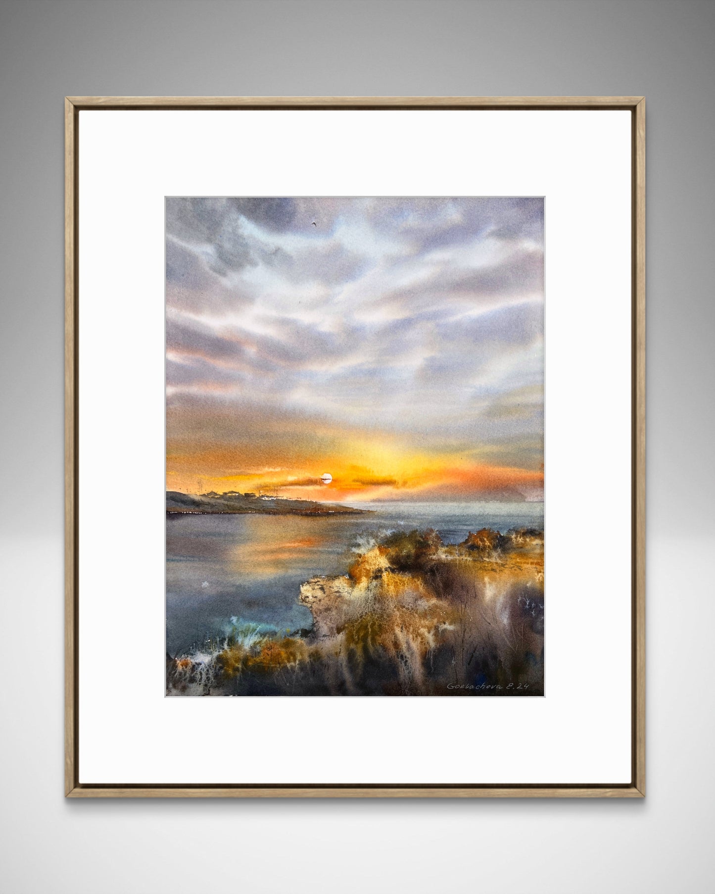 Watercolor Original Coastal Village Scene, Hand-Painted Wall Art, Perfect Art Gift for Her