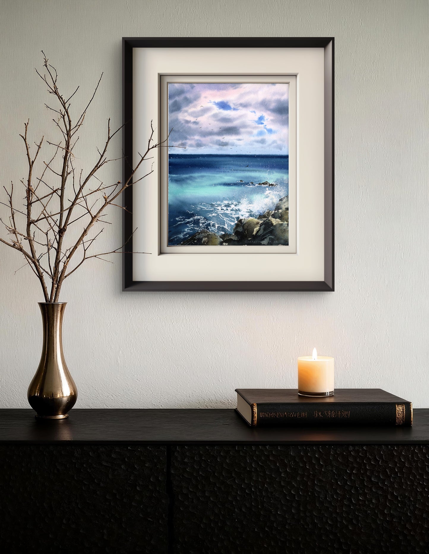 Waves and rocks #4 - Original Watercolor Artwork