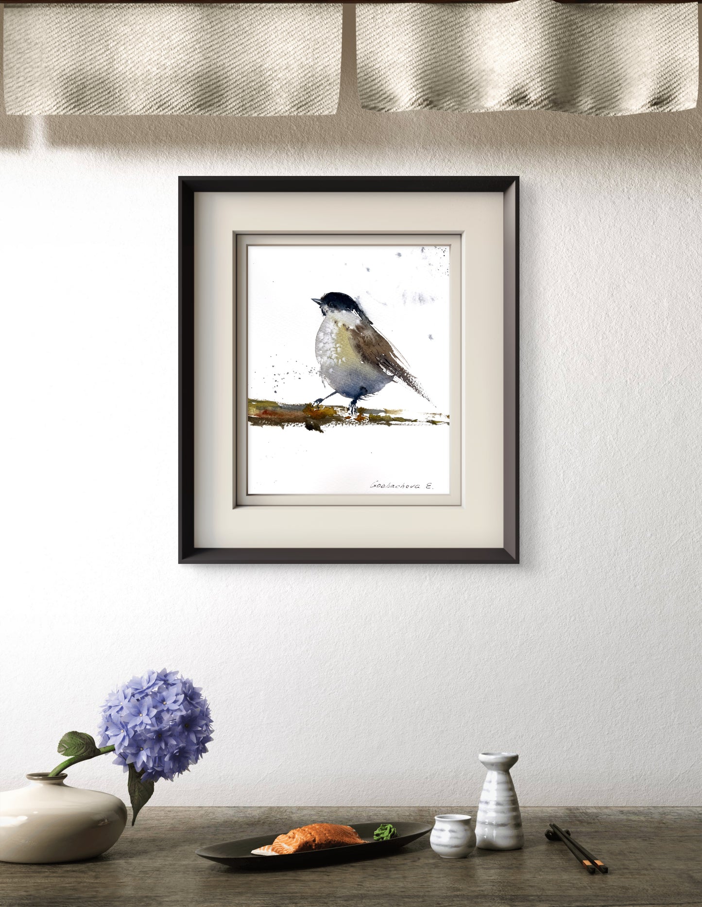 Original Bird Watercolor Painting, Little bird #4 6x8