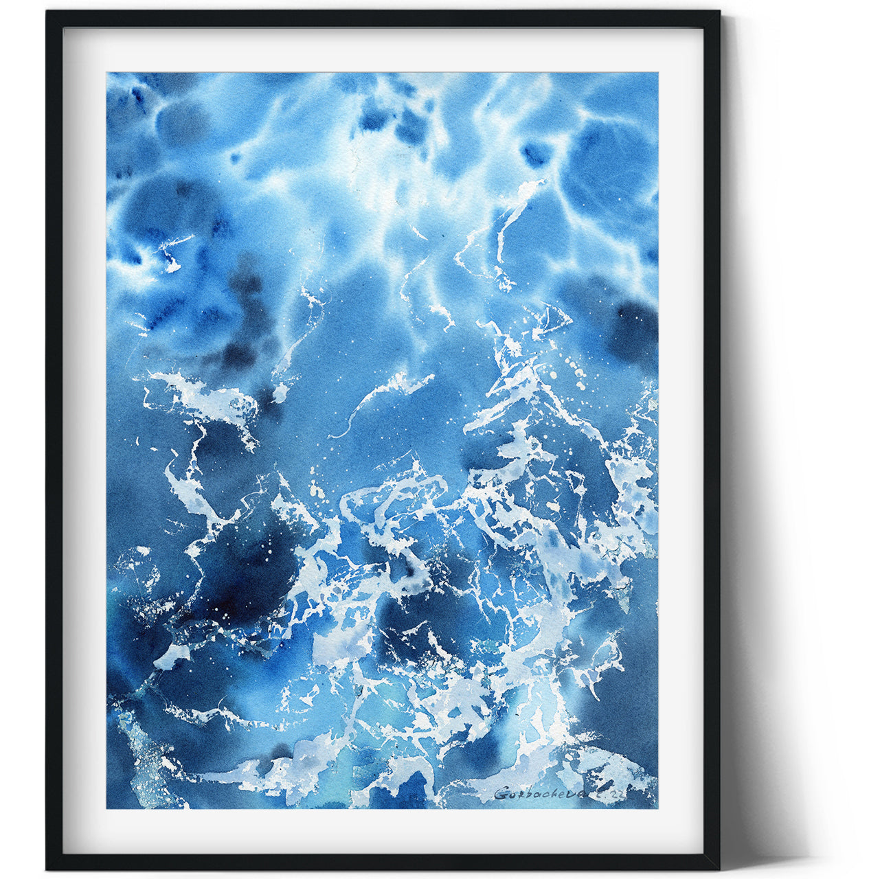 Watercolor Sea Foam Print, Printed Wave, Aqua, Ocean Blue Print, Wave Decor, Modern Water, Beautiful Art, Beach Prints