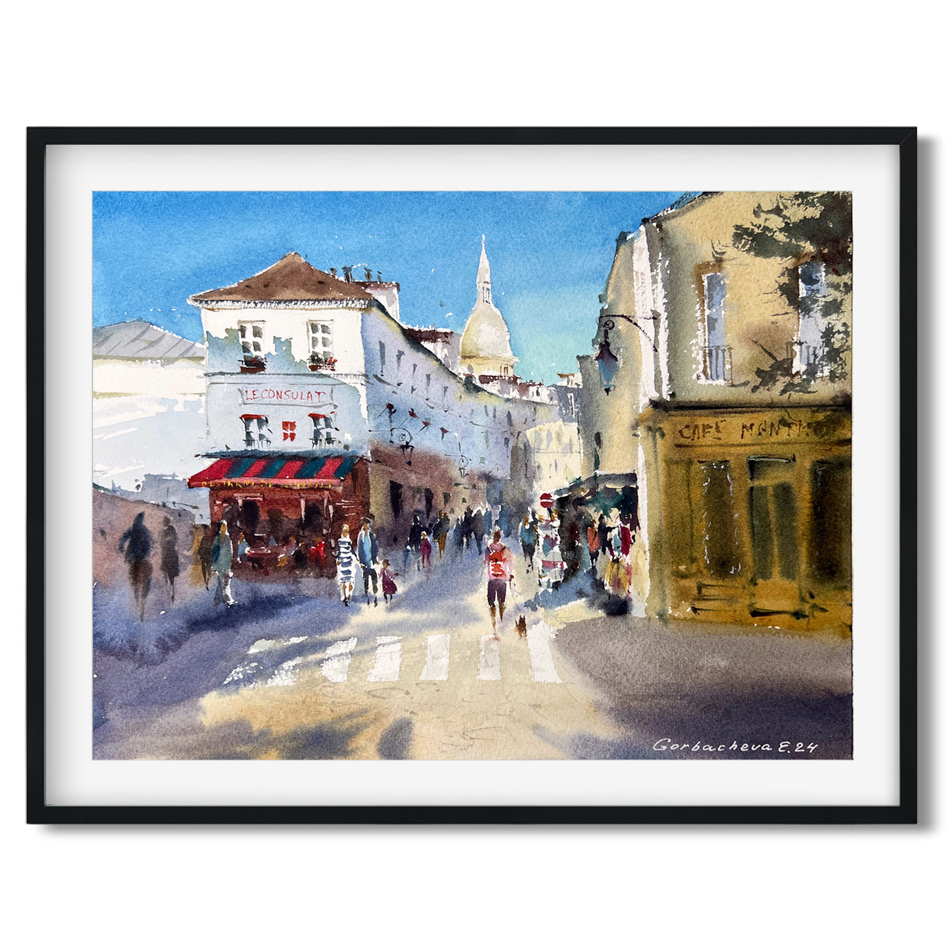 Original Painting - Watercolor Streets of Paris, Montmartre & Le Consulat Cafe