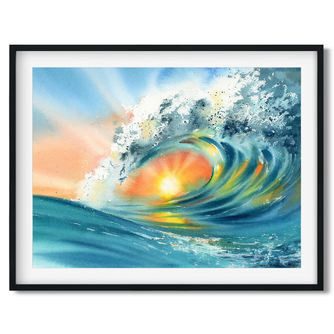 Original Watercolor Art: 'Solar Whirlpool #2' Sun Wave