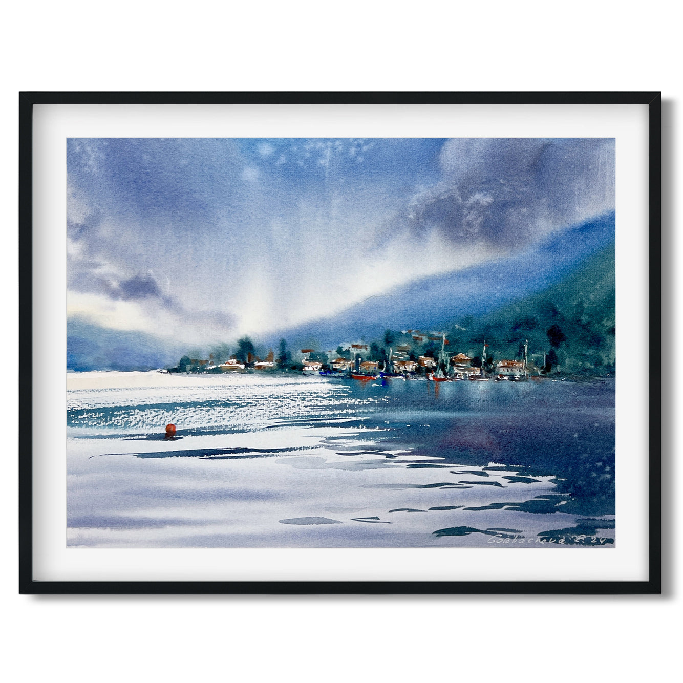 Original Watercolor Painting of Sea Coast Montenegro - 9x12 inch Artwork