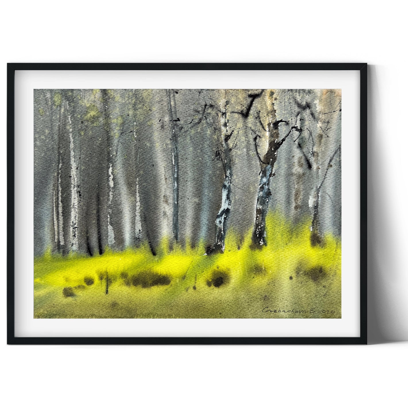 Nature Painting Original, Watercolor Birches, Forest Wall Art - Birch Grove #5