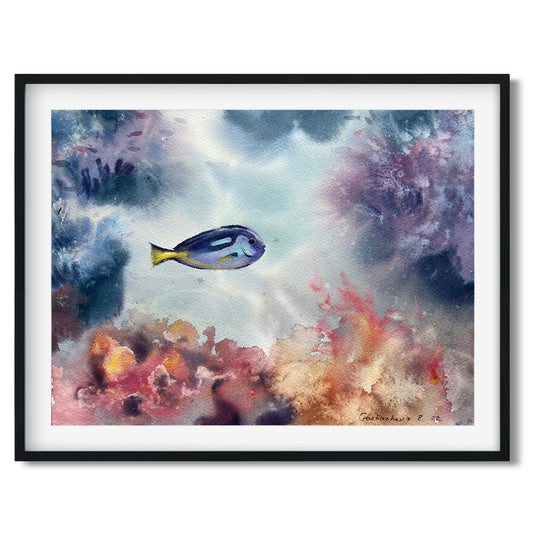 Coral Fish Painting Original, Tropic Sea , Underwater Art, Undersea Artwork, Coastal Wall Decor, Gift For Aquarium Lover