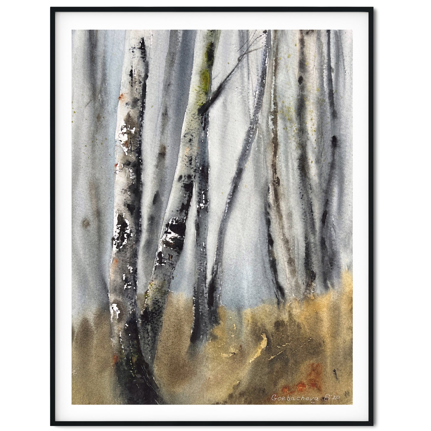 Birch Forest Original Watercolor Painting, Nature Wall Art, Autumn trees, Scenery Landscape Artwork