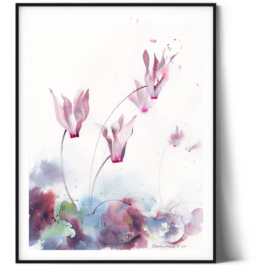 Colorful Flower Watercolor Painting Original, Pink Illustration Flowers, Hand-painted Floral Art, Nature Lover Gift