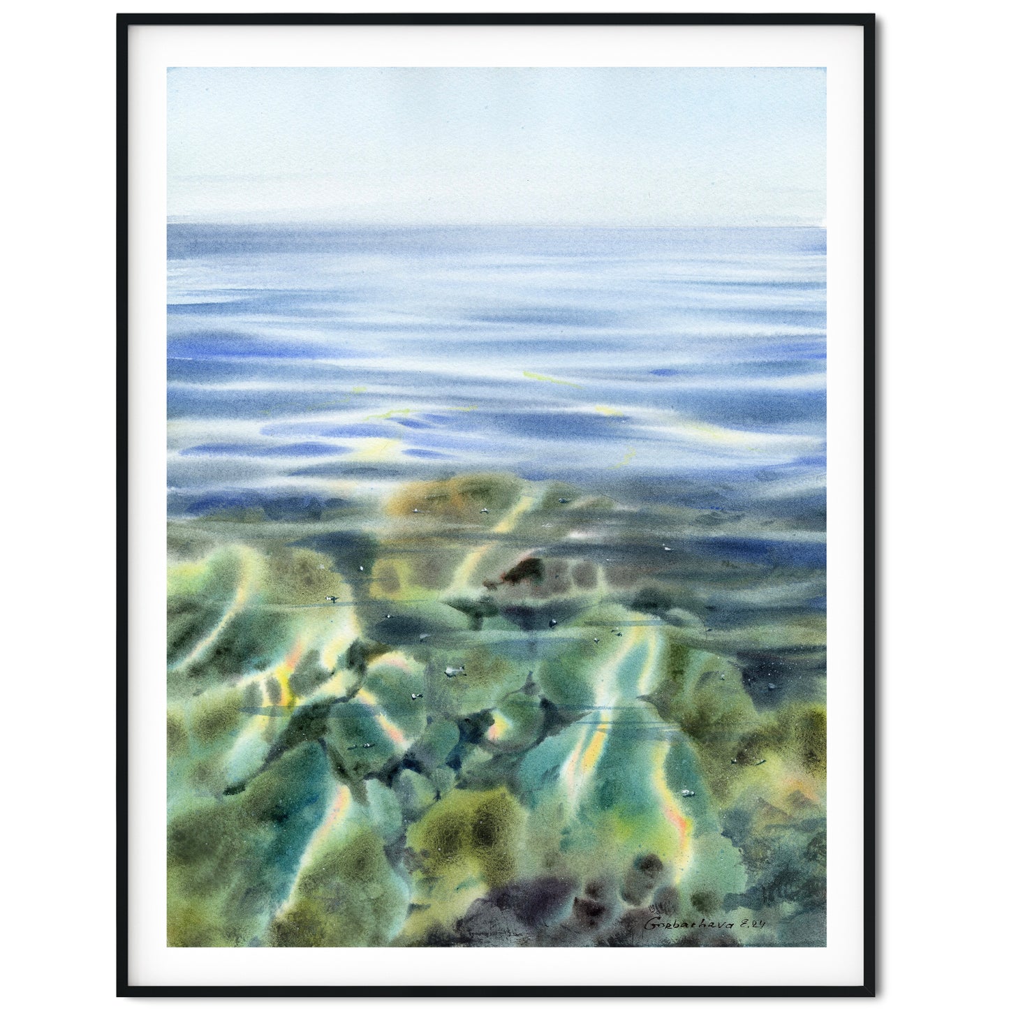 Sea and stones #5 - Underwater Artwork - Coastal Decor, Ocean Original Painting