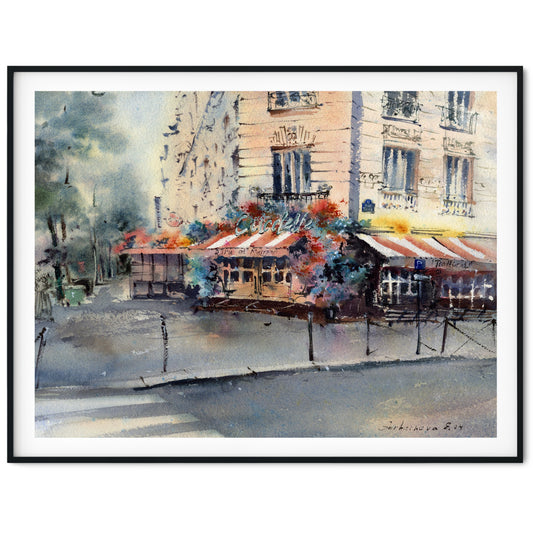 On the streets of Paris #3 - Cafe Watercolor Painting Original, Beautiful Paris Streets Scene, Ideal for Home Wall Art