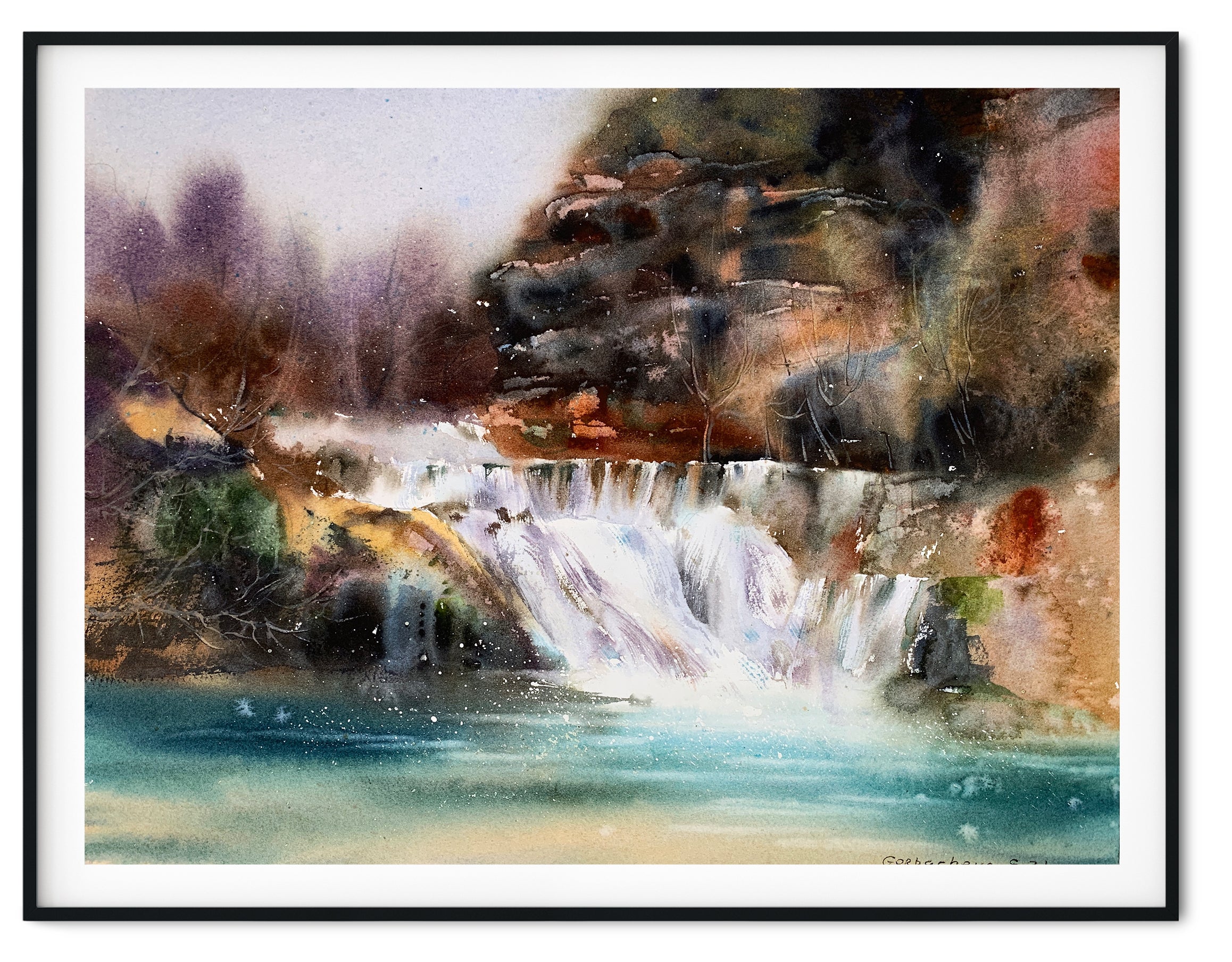 Watercolor Painting - Waterfall best