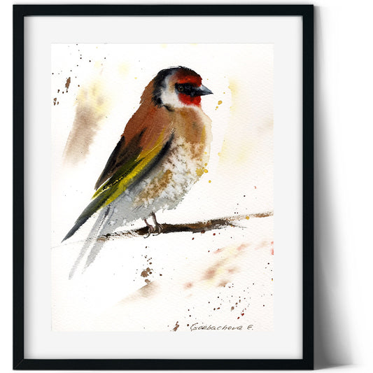 Bird Painting, Watercolor Original Artwork - Goldfinch #2