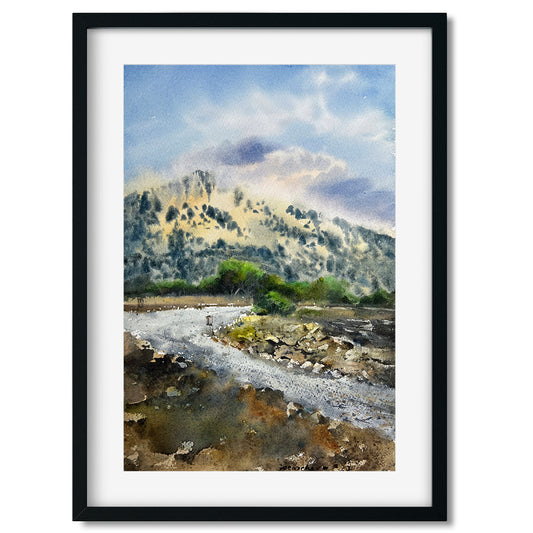 Watercolor Mountain Original Painting, Nature Art, Living Room Wall Decor, Natural Scenery Painting, Gift