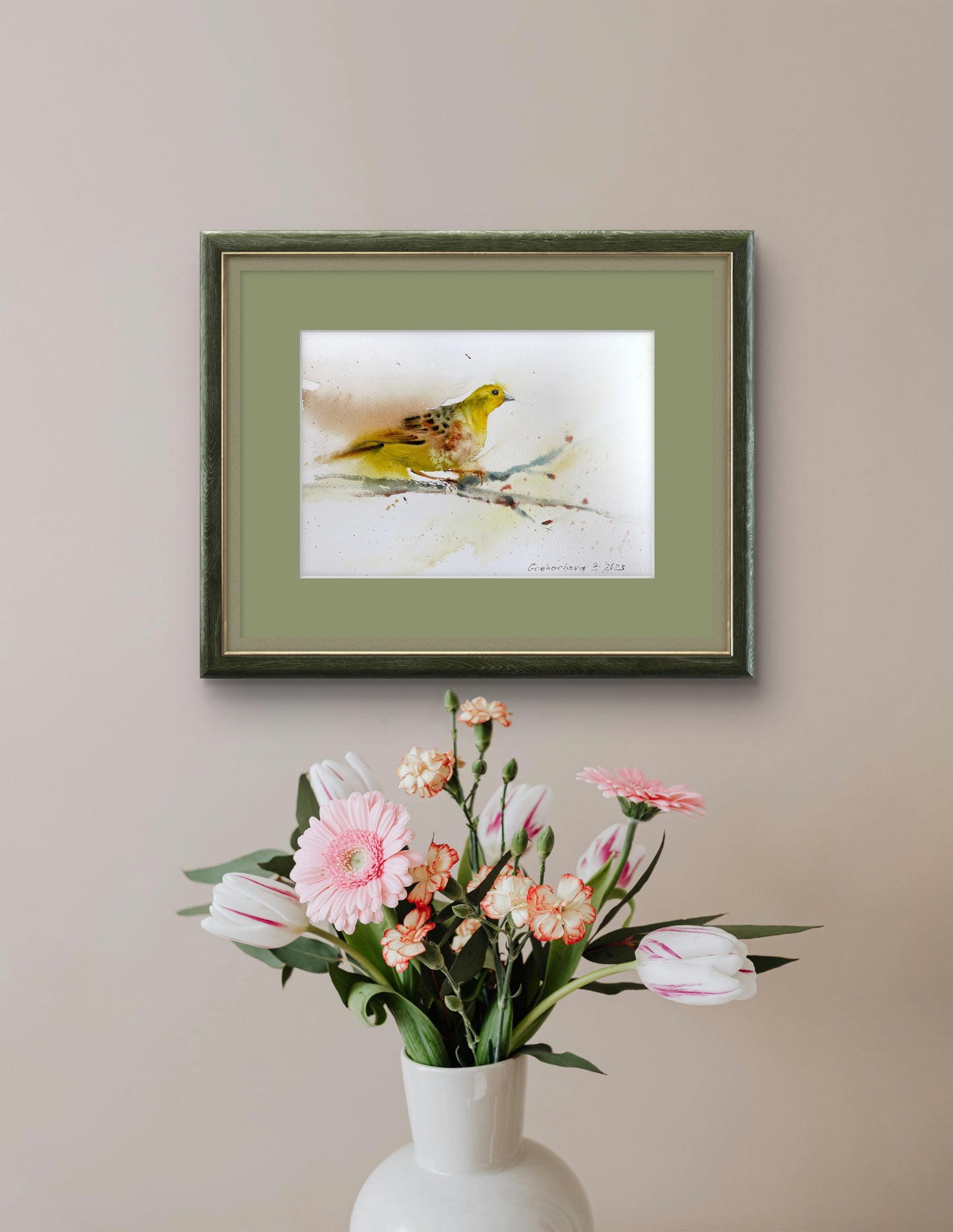 Yellow Bird Art, Original Watercolor Painting of a Tropical Bird, Perfect Art for Home Decor, Unique Home Decor Gift