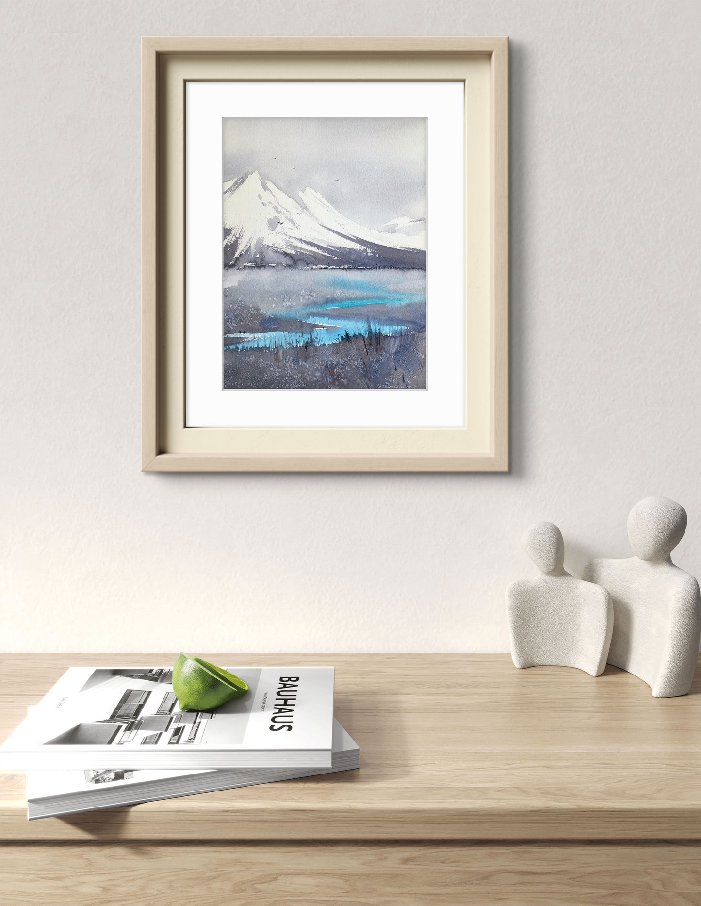 Original Watercolor Painting, Foggy Landscape - Mountain river #19
