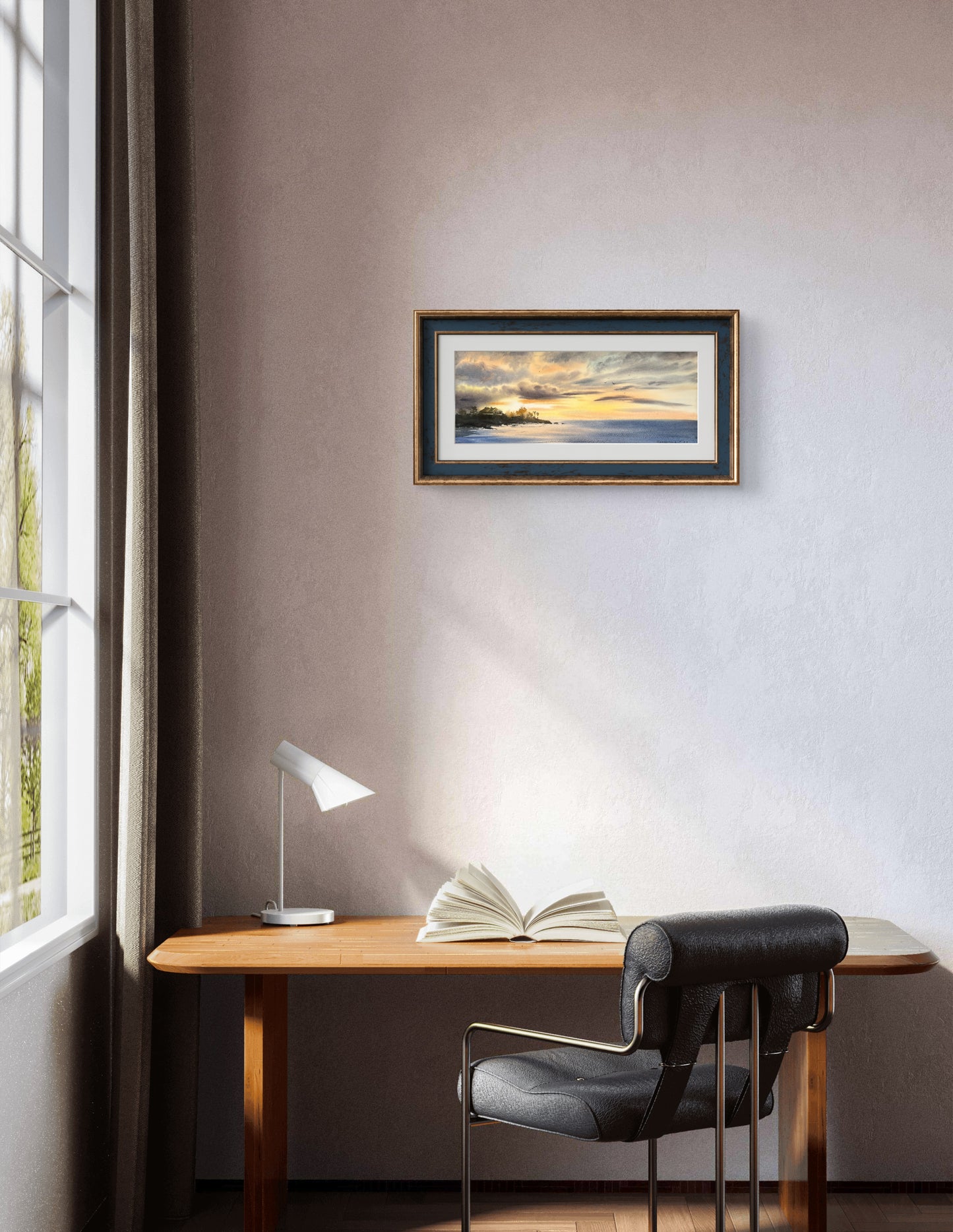 Original Watercolor Caribbean Painting, Beach Sunset, Original Art, Palm Trees, Ocean Breeze, Tropical Artwork, Seascape