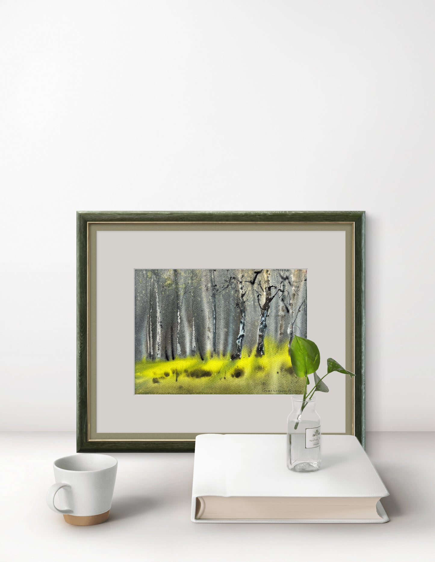 Nature Painting Original, Watercolor Birches, Forest Wall Art - Birch Grove #5