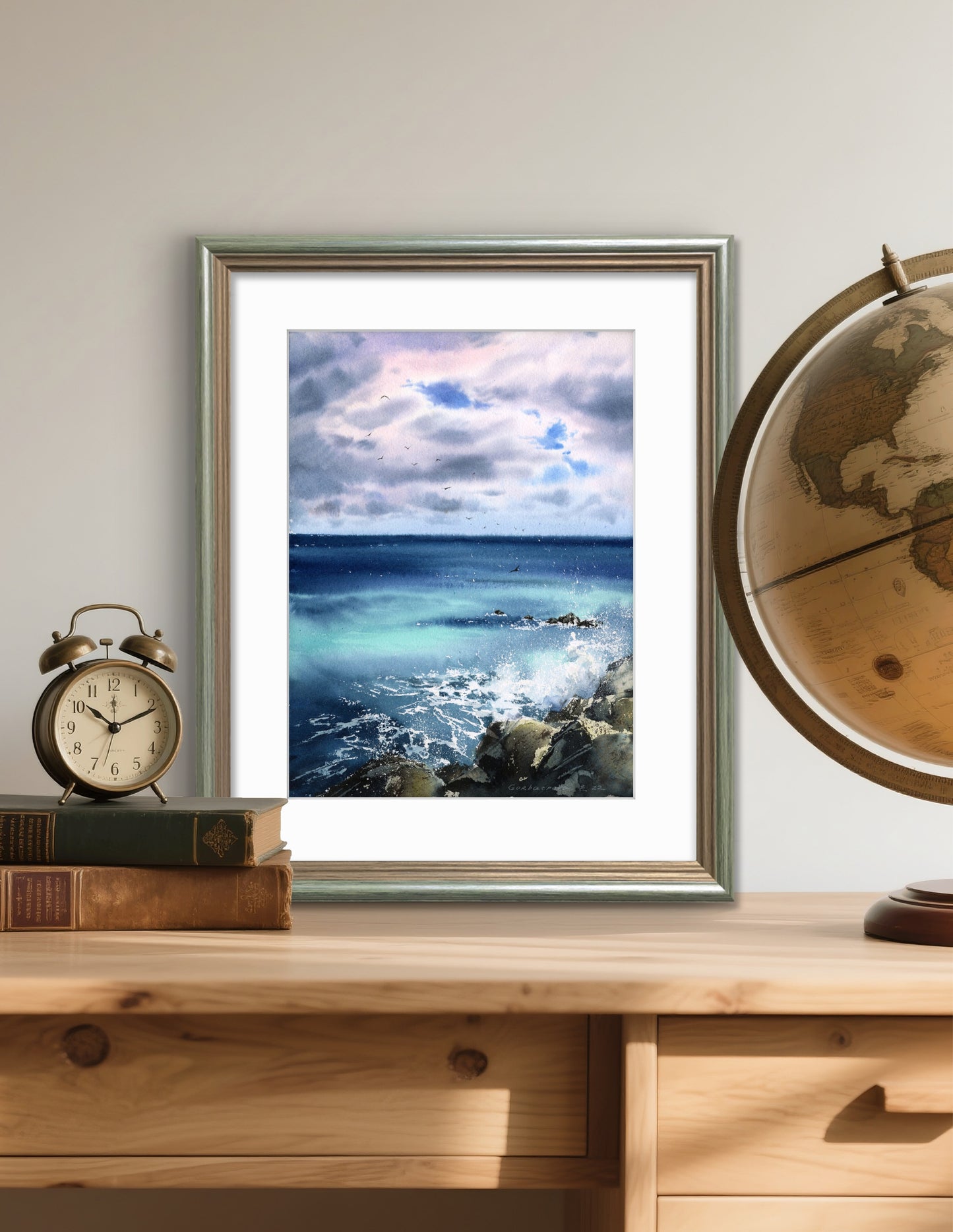 Waves and rocks #4 - Original Watercolor Artwork
