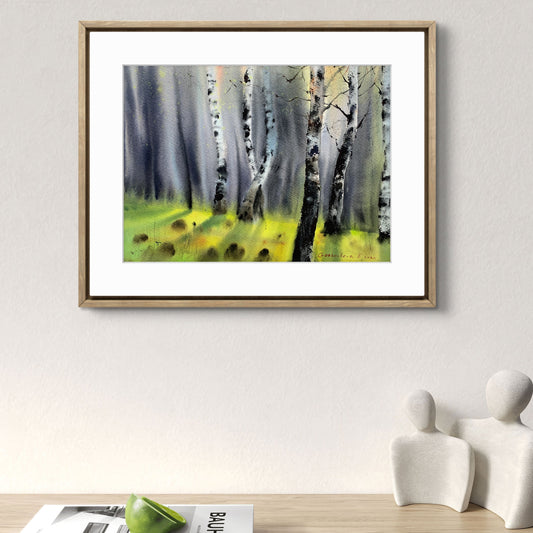 Birch Painting Original, Watercolor Forest, Nature Wall Art, Summer trees, Scenery Landscape Art, Birch Grove #2